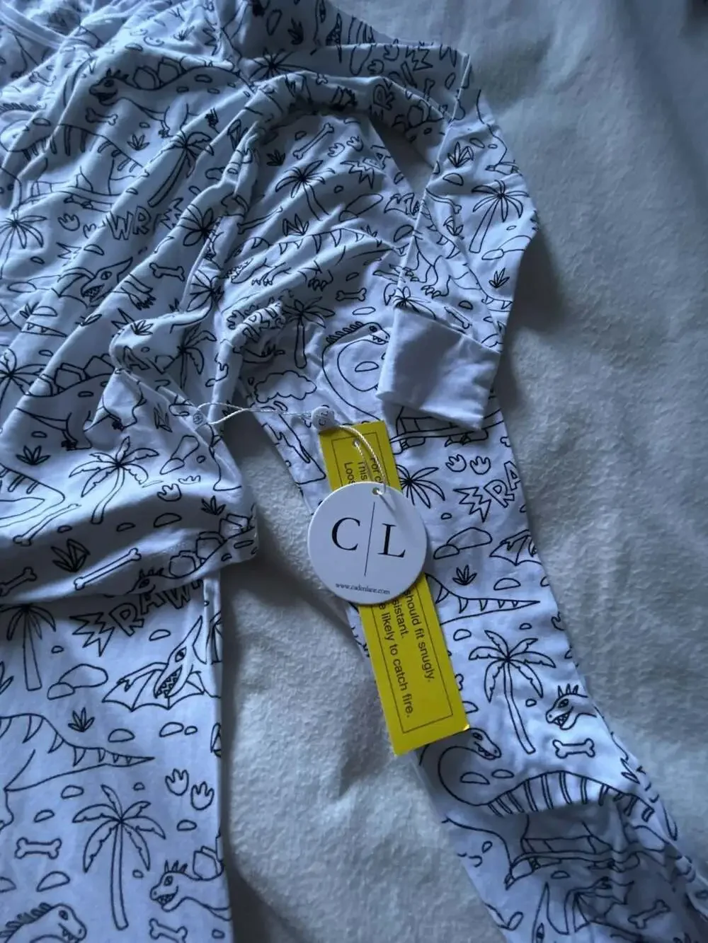 Caden Lane Color Me Pajamas Dinosaur Print Two-Piece Set